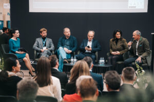 Eröffnungstalk: Alexandra Gorsche, Karl Wrenkh, Andreas Döllerer, Sepp Altenberger, Michaela Kaniber und Stefan Schnöll. © FRB Media/Chistopher Blank